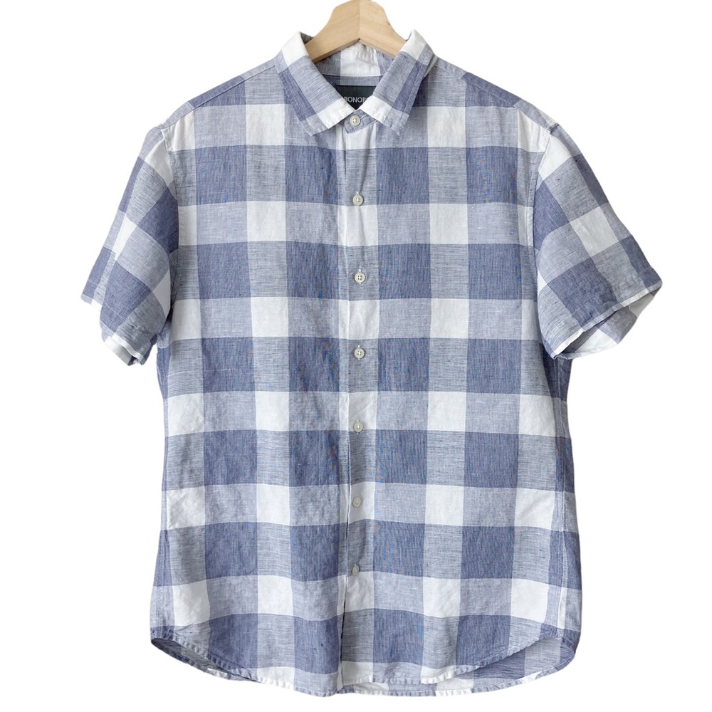 Bonobos Blue Checkered Short Sleeve Button Down Shirt